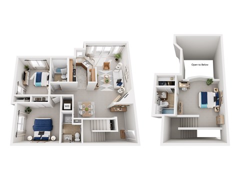Floor plan for 3 beds, 2.8 baths, 1373 sqft